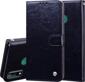 Voor Huawei Y8s (Wereldwijde officiële versie) Zakelijke stijl Olie-wastextuur Horizontale flip lederen tas met houder & kaartsleuven & portemonnee (zwart)