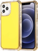 3 in 1 Dreamland Galvaniseren effen kleur TPU + transparante rand beschermhoes voor iPhone 12 Pro Max (geel)