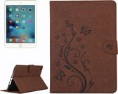 Voor iPad mini 4 Geperste Bloemen Vlinder Patroon Horizontale Flip PU Lederen Case met Magnetische Gesp & Houder & Kaartsleuven & Portemonnee (Bruin)