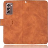 Voor Samsung Galaxy Z Fold2 5G Effen Kleur Huidgevoel Magnetische Gesp Horizontale Flip Kalfsstructuur PU Lederen Case met Houder & Kaartsleuven & Portemonnee (Bruin)