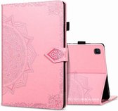 Voor Samsung Galaxy Tab S6 Lite Halverwege Mandala Embossing Patroon Horizontale Flip PU Leather Case met Kaartsleuven & Houder & Pen Slot (Roze)