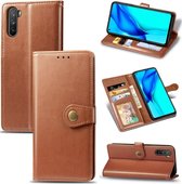 Voor Huawei Mate 40 Lite / Maimang 9 Effen kleur lederen gesp telefoonhoes met lanyard & fotolijst & kaartsleuf & portemonnee & standaardfunctie (bruin)