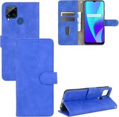 Voor OPPO Realme C15 Effen Kleur Huidgevoel Magnetische Gesp Horizontale Flip Kalfsstructuur PU Lederen Case met Houder & Kaartsleuven & Portemonnee (Blauw)