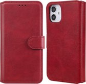 Voor iPhone 12 klassieke kalfsstructuur PU + TPU horizontale lederen flip-hoes, met houder en kaartsleuven en portemonnee (rood)