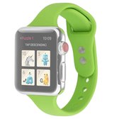 Voor Apple Watch 5 & 4 44 mm / 3 & 2 & 1 42 mm dunne siliconen dubbele gesp vervangende polsband (groen)