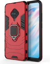 Voor Vivo V17 / Y9s / S1 Pro schokbestendige pc + TPU beschermhoes met magnetische ringhouder (rood)