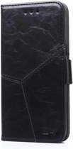 Voor Nokia C1 Geometrische stiksels Horizontale Flip TPU + PU lederen tas met houder & kaartsleuven & portemonnee (zwart)