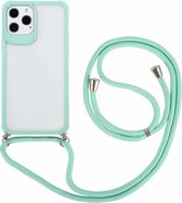 Macaron Color TPU + transparant pc-schokbestendig hoesje met nekkoord voor iPhone 12 Pro Max (groen)