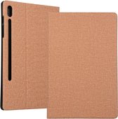 Voor Samsung Galaxy Tab S7 T870 (2020) Voltage Stretch Fabric Texture Horizontale Flip Leather Case met houder (Golden)