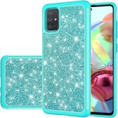 Voor Samsung Galaxy A71 glitter poeder contrast huid schokbestendig siliconen + pc beschermhoes (groen)