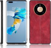 Voor Huawei Mate 40 Pro + Schokbestendig Naaien Koe Patroon Huid PC + PU + TPU Case (Rood)