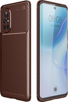 Voor Huawei nova 8 5G koolstofvezel textuur schokbestendig TPU-hoesje (bruin)