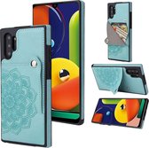 Voor Samsung Galaxy Note10 + reliëfpatroon PU + TPU beschermhoes met houder & portemonnee & kaartsleuven (groen)