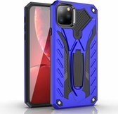 Voor iPhone 11 Pro Max schokbestendige TPU + pc-beschermhoes met houder (blauw)