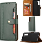 Voor Samsung Galaxy S30 Plus Kalfsstructuur Dubbele Vouwsluiting Horizontale Flip Leren Case met Fotolijst & Houder & Kaartsleuven & Portemonnee (Groen)