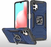 Voor Samsung Galaxy A32 5G magnetisch pantser schokbestendig TPU + pc-hoesje met metalen ringhouder (blauw)