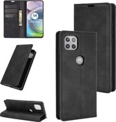 Voor Motorola Moto G 5G Retro-skin Business magnetische zuignap lederen tas met houder & kaartsleuven en portemonnee (zwart)