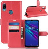 Litchi Texture Horizontale Flip Leren Case voor Huawei Y6 2019, met Portemonnee & Houder & Kaartsleuven (Rood)