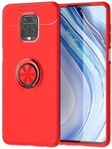 Voor Geschikt voor Xiaomi Redmi Note 9 Pro Max metalen ringhouder 360 graden roterende TPU-hoes (rood + rood)