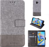 Voor Galaxy J6 Plus MUXMA MX102 Horizontale flip canvas lederen tas met standaard & kaartsleuf & portemonnee-functie (grijs)
