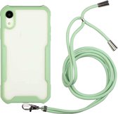 Acryl + kleur TPU schokbestendig hoesje met nekkoord voor iPhone XS Max (avocado groen)