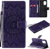 Voor OnePlus 8T Sun Embossing Pattern Horizontale Flip Leather Case met Card Slot & Holder & Wallet & Lanyard (Purple)