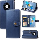 Voor Huawei Mate 40 Pro retro effen kleur lederen gesp telefoonhoes met lanyard & fotolijst & kaartsleuf & portemonnee & standaardfunctie (blauw)