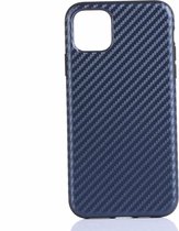 Carbon Fiber TPU beschermhoes voor iPhone 11 Pro Max (blauw)