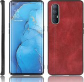 Voor Oppo Reno3 Pro Schokbestendig Naaien Koe Patroon Huid PC + PU + TPU Case (Rood)