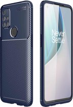 Voor OnePlus Nord N10 5G koolstofvezel textuur schokbestendig TPU-hoesje (blauw)