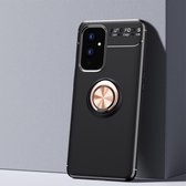 Voor OnePlus 9 metalen ringhouder 360 graden roterende TPU-hoes (zwart + roségoud)