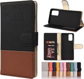 Voor Samsung Galaxy Note20 Kleur splitsen Horizontale flip lederen tas met houder & kaartsleuven & portemonnee & fotolijst (zwart)