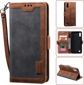 Voor Galaxy A10 / M10 Retro Splicing Horizontale Flip lederen tas met kaartsleuven & houder & portemonnee (grijs)