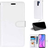 Voor Xiaomi Redmi 9 Pure Color Horizontale Flip PU lederen tas met houder & kaartsleuven & portemonnee & fotolijst (wit)