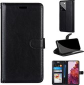 Voor Samsung Galaxy S21 Ultra 5G Pure Kleur Horizontale Flip PU lederen tas met houder & kaartsleuven & portemonnee & fotolijst (zwart)