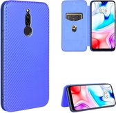 Voor Xiaomi Redmi 8 Carbon Fiber Texture Magnetische Horizontale Flip TPU + PC + PU Leather Case met Card Slot (Blue)