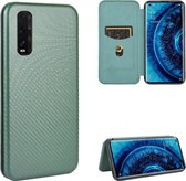 Voor OPPO Find X2 Carbon Fiber Texture Magnetische Horizontale Flip TPU + PC + PU Leather Case met Card Slot (Groen)