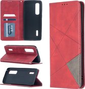 Voor OPPO Find X2 Pro Rhombus Texture Horizontale Flip Magnetische Leren Case met Houder & Kaartsleuven (Rood)