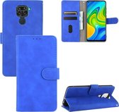 Voor Geschikt voor Xiaomi Redmi Note 9 Effen Kleur Huidgevoel Magnetische Gesp Horizontale Flip Kalftextuur PU Lederen Case met Houder & Kaartsleuven & Portemonnee (Blauw)