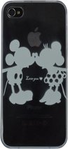 Apple Iphone 4s softcase silicone cover met witte Mickey & Minnie Mouse Disney motief, motief , merk i12Cover
