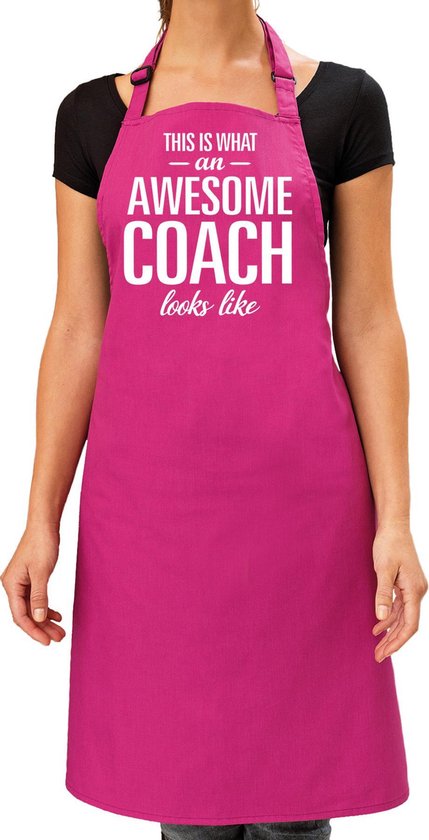Awesome coach cadeau bbq/keuken schort roze dames