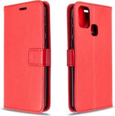 Voor Galaxy M31 Crazy Horse Texture Horizontale Flip Leather Case met houder & kaartsleuven & portemonnee & fotolijst (rood)