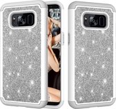 Glitter poeder contrast huid schokbestendig siliconen + pc beschermhoes voor Galaxy S8 (grijs)