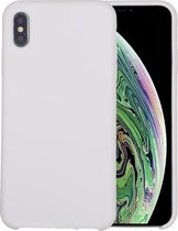 Vier hoeken Full Coverage vloeibare siliconen beschermhoes achterkant voor iPhone XS Max (wit)