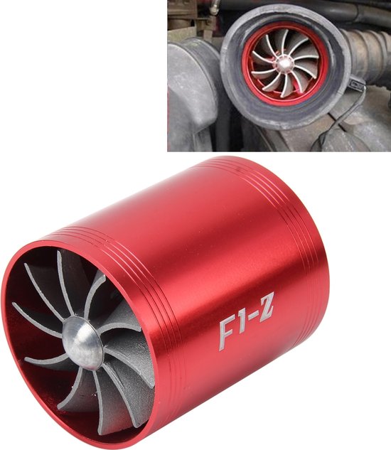 F1-Z Auto Roestvrij Universeel Supercharger Dual Dubbel Turbine