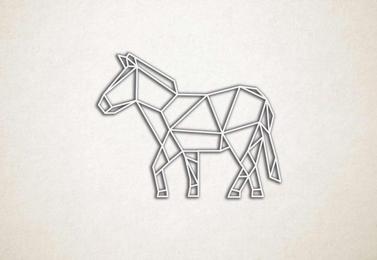 Line Art - Paard 1 - XS - 23x30cm - Wit - geometrische wanddecoratie
