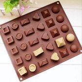 Siliconen Chocoladevorm Mal 30 chocolaatjes 6 verschillende vormen praline/snoep/chocolade vorm