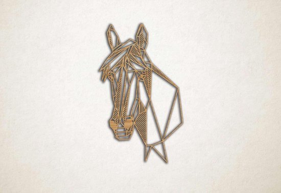 Line Art - Paard 8 - S - 60x37cm - Eiken - geometrische wanddecoratie