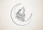 Wanddecoratie - Huilende Wolf maan - S - 45x45cm - Wit - muurdecoratie - Line Art