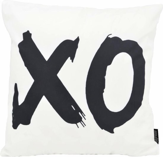 XO White Kussenhoes | Katoen / Polyester | 45 x 45 cm | Zwart/Wit